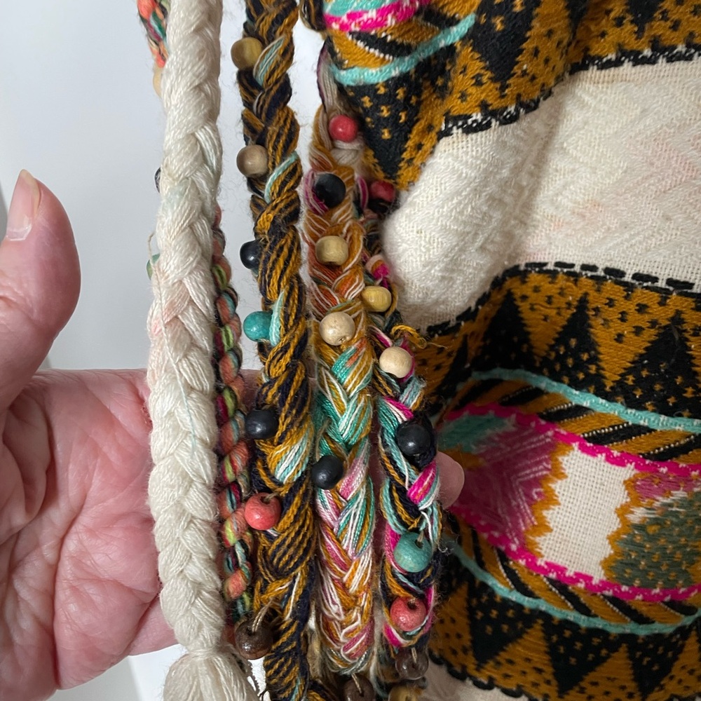 America & Beyond Boho Navajo Woven Multicolor Canvas Tote Backpack Bag - Picture 6 of 12